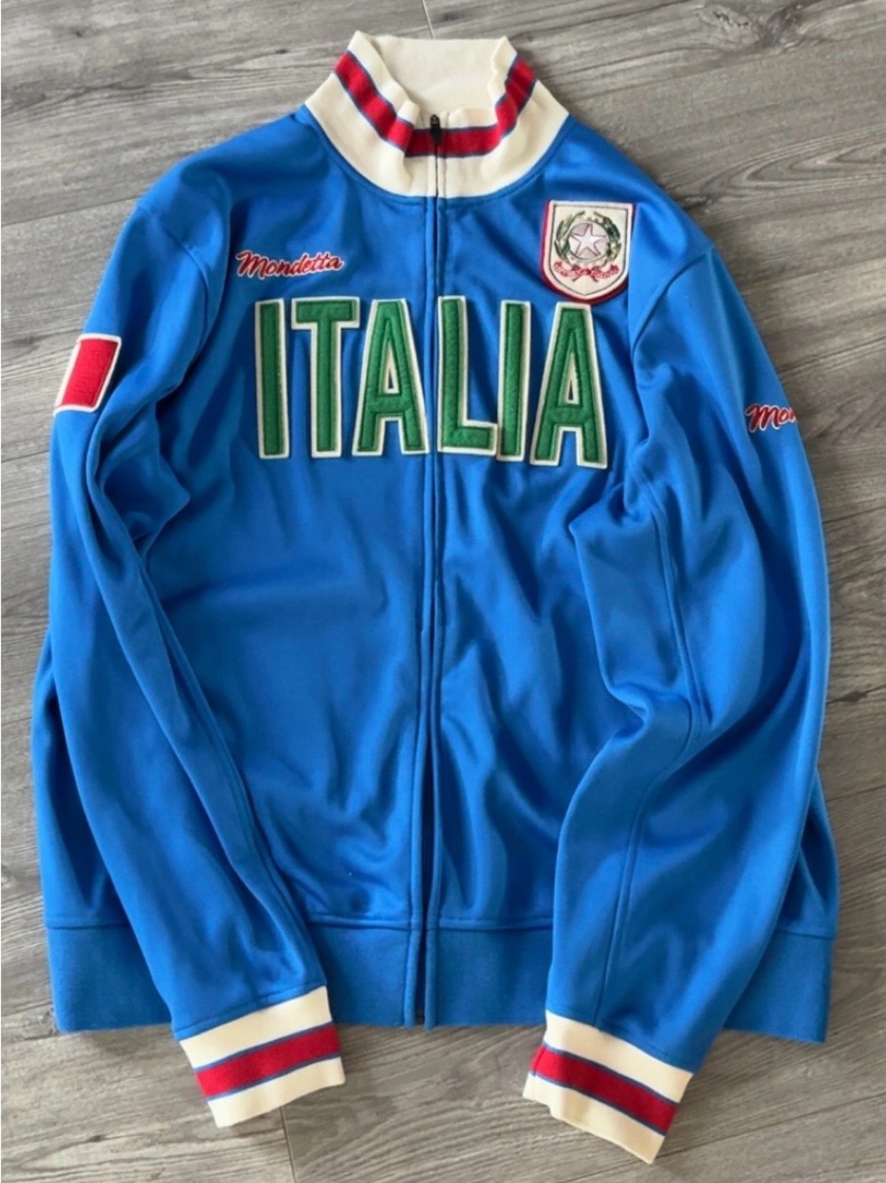 Mondetta Blue 'Italia' Retro Track Jacket with Red & Green Accents